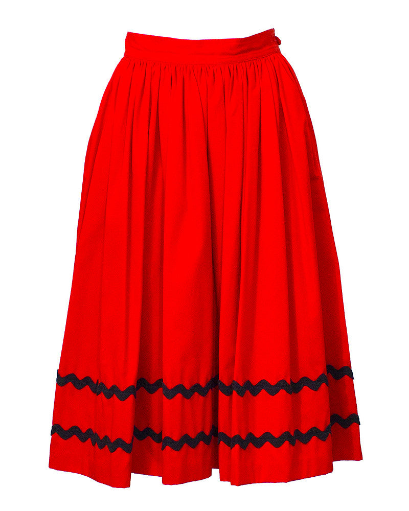 Red Skirt with Black Chevron Detailing – Vintage Couture