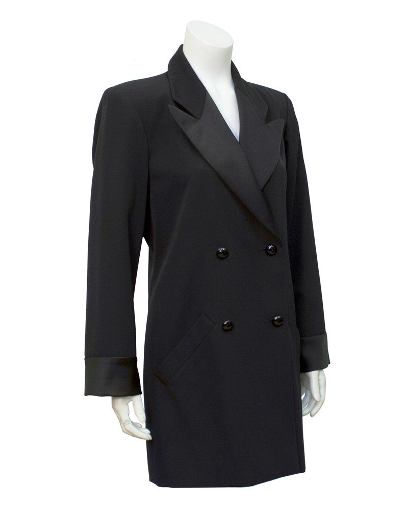 Black Double Breasted Tuxedo Jacket Style Mini Dress – Vintage Couture