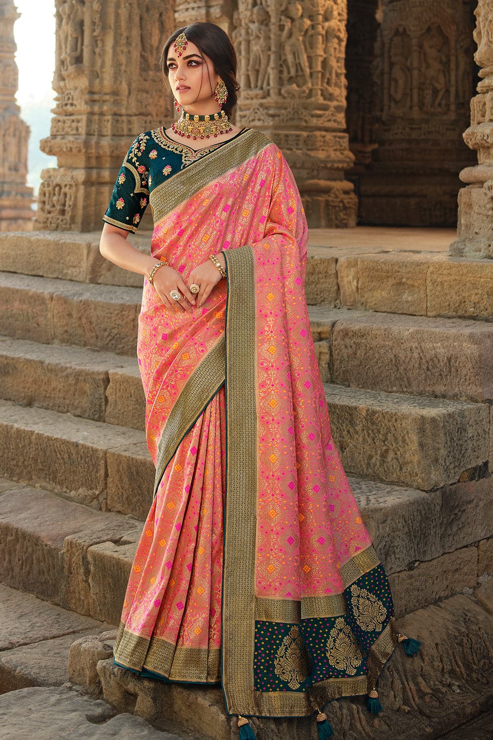 Buy Vivid Pink Banarasi Patola Saree online-Karagiri – Karagiri Global