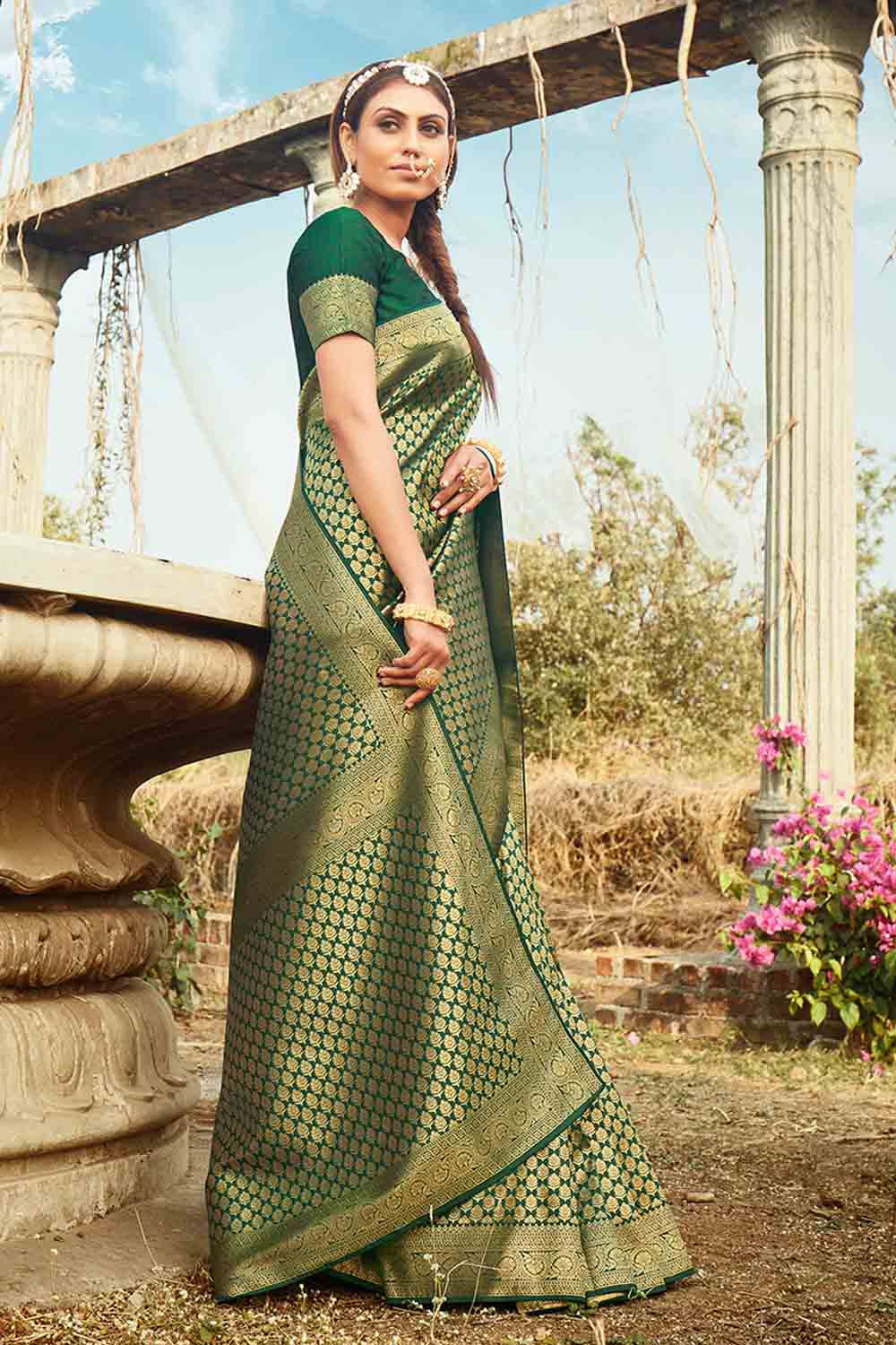 Buy Green Zari Woven Banarasi Saree online-Karagiri – Karagiri Global