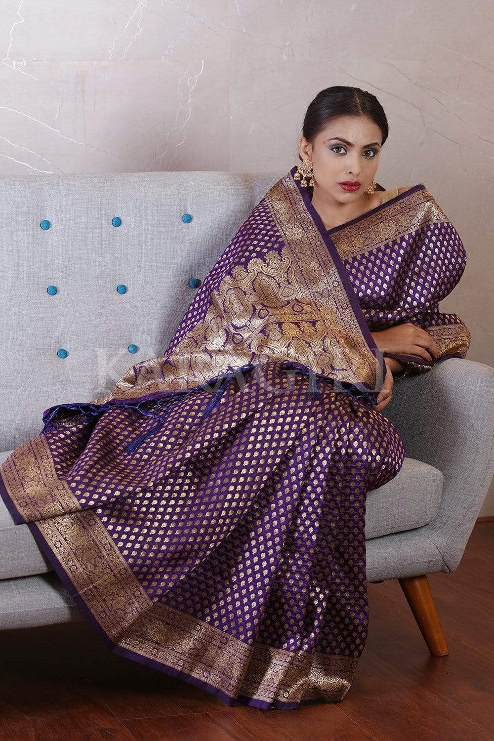 Buy the elegant Plum Purple Banarasi Saree online-Karagiri ...