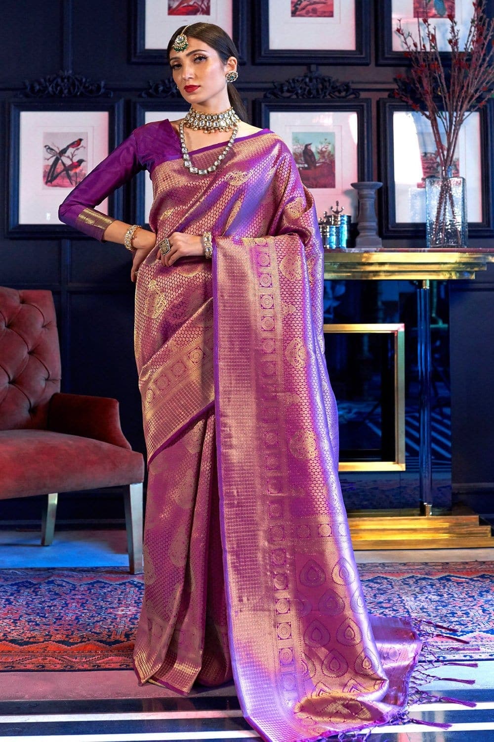 Buy the elegant Dark Orchid Kanjivaram Saree online By KARIGIRI ...