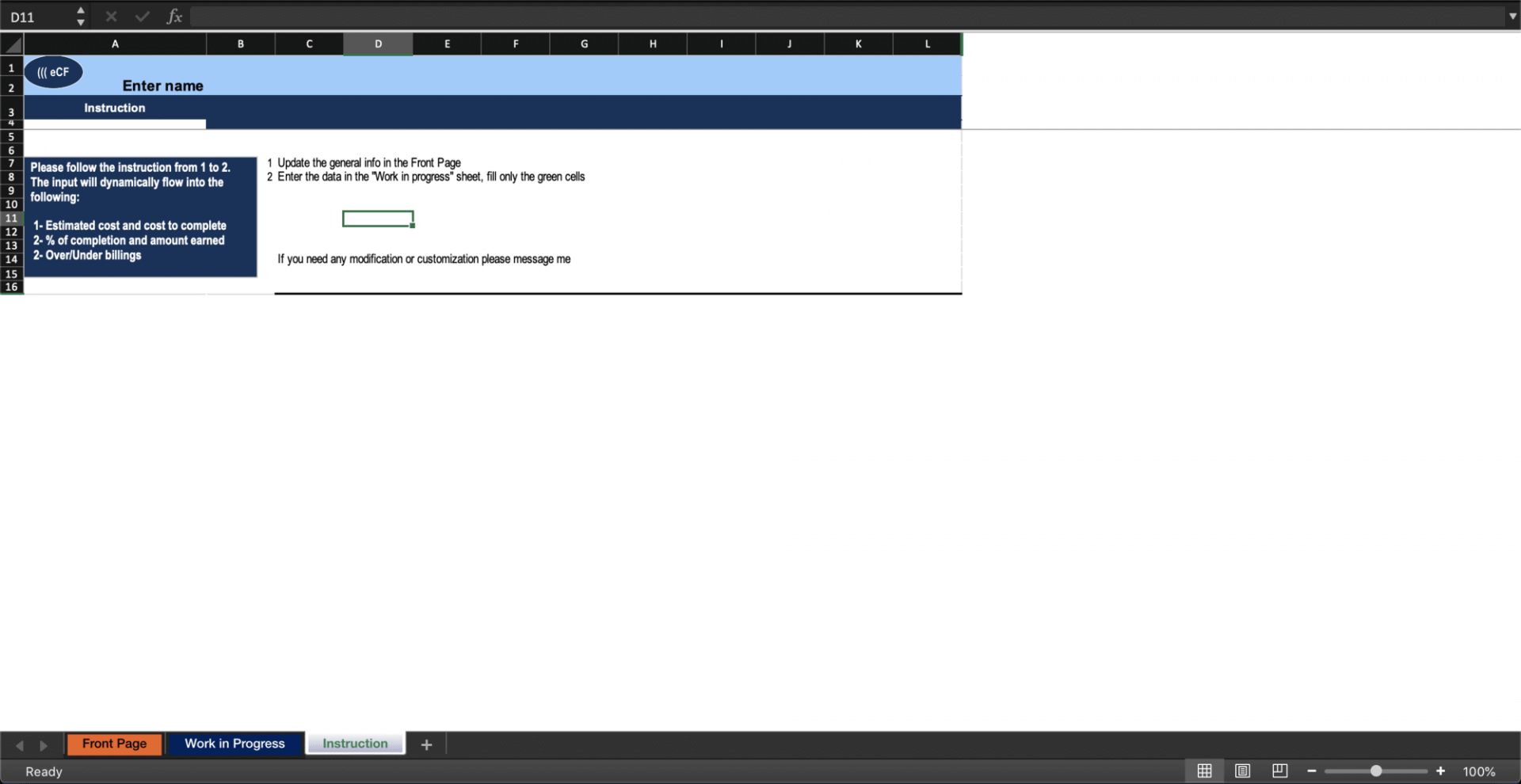 construction wip worksheet free excel download