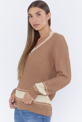 Link to V-Neck Sweater-Knit Tunic Brown