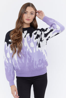 Link to Abstract Print Chunky Sweater Purple