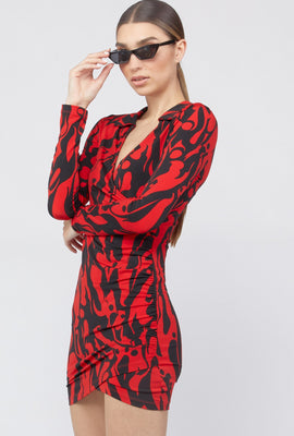 Link to Surplice Printed Polo Mini Dress Red