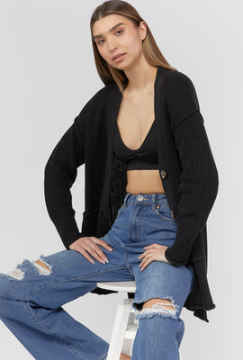 Link to Chunky Side Pockets Cardigan Sweater Black