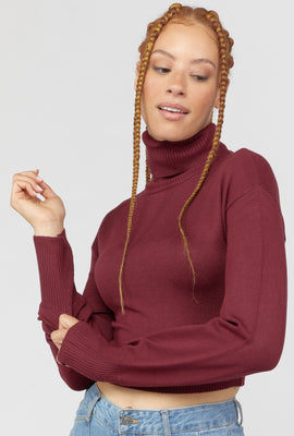 Link to Turtleneck Cropped Sweater Burgundy