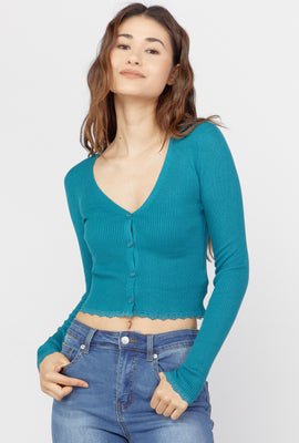 Link to Lettuce-Edge Cardigan Sweater Teal