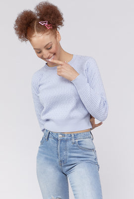 Link to Cable Knit Cropped Sweater Light Blue