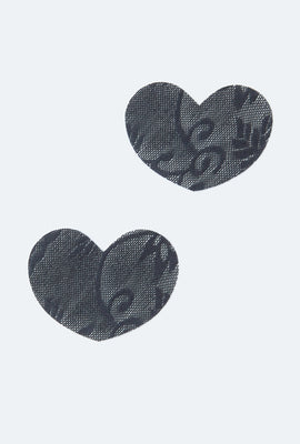 Link to Heart Nipple Cover Pasties - 3 Pack Black