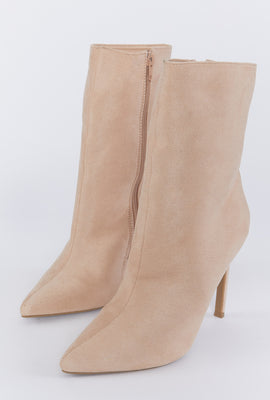 Link to Faux-Suede Stiletto High Heel Boot Taupe