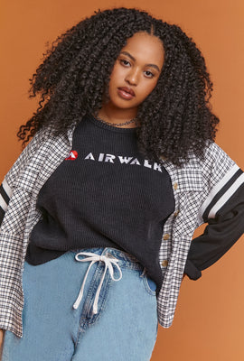 Link to Plus Size Embroidered Airwalk Tee Charcoal