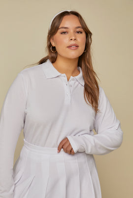 Link to Plus Size Cotton-Blend Polo Shirt White