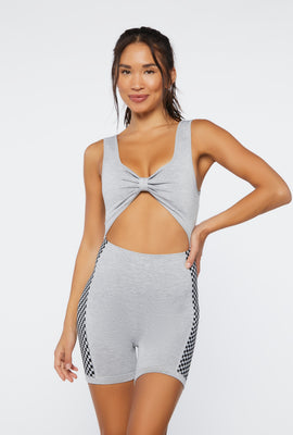 Link to Active Checkered Seamless Romper Heather Grey
