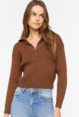 Link to Ribbed Half-Zip Sweater Brown
