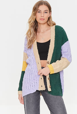 Link to Colorblock Cardigan Sweater Green