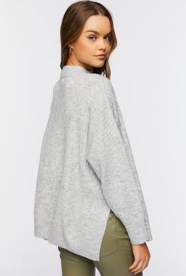 Link to Mock Neck Drop-Sleeve Sweater Heather Grey