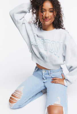 Link to Boston Graphic Cropped Pullover Heather Grey