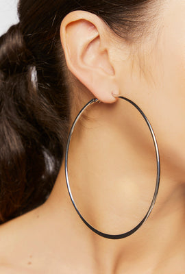 Link to Upcycled Oversized Hoop Earrings Silver