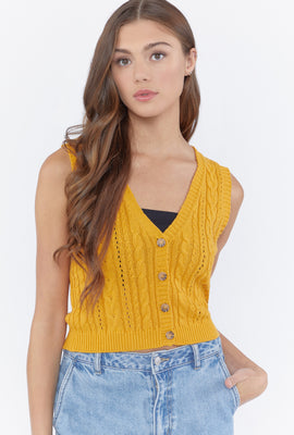 Link to Cable Knit Sweater Vest Gold