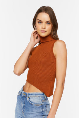 Link to Sweater-Knit Asymmetrical Crop Top Brown