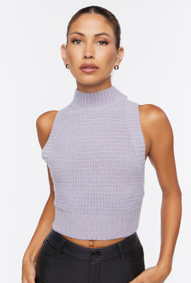 Link to Sweater-Knit Mock Neck Top Silver