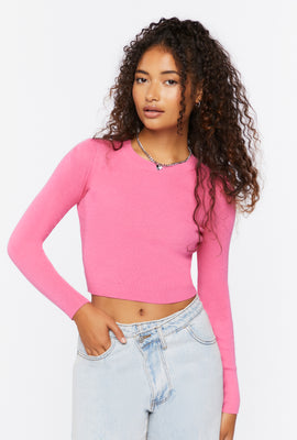Link to Fitted Rib-Knit Sweater Pink