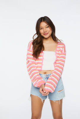 Link to Striped Cropped Cardigan Sweater Pink