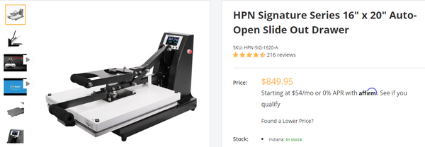 Heat press nation signature series 16 x 20 pull our drawer with auto open heatpress