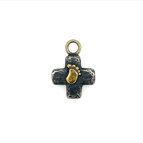 Beamus Baby Foot Cross Charm - Black & Gold