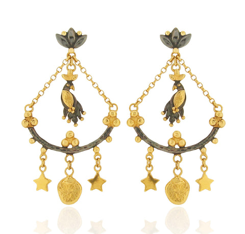 Mini Royal Night Birds - Chandelier Earrings