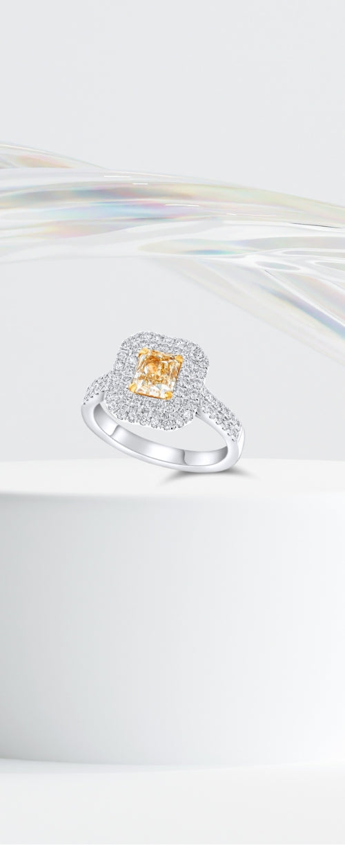 Starlight Emma Ring, White Gold and Yellow Diamonds