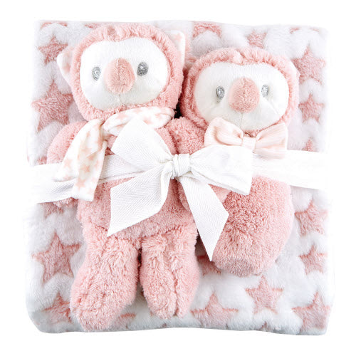 Baby Blanket Lamb Soft Toy and Soft Rattle 3 Piece Gift Set