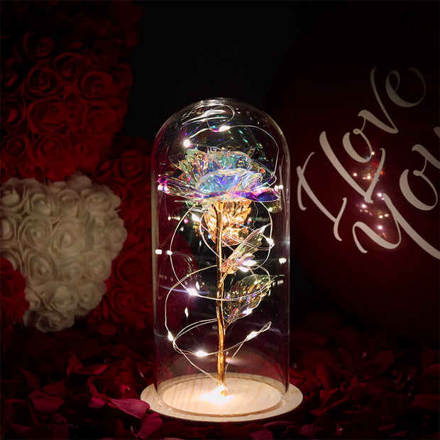 Beauty and Beast Rose Never Fade Light Up Galaxy Enchanted Rose