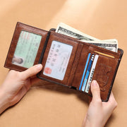 Genuine Leather RFID Multi-Card Bifold Wallet (Full Stock, Ship Within 24Hs)