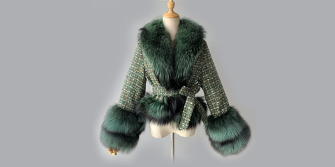 Coat with fur on collar and cuffs