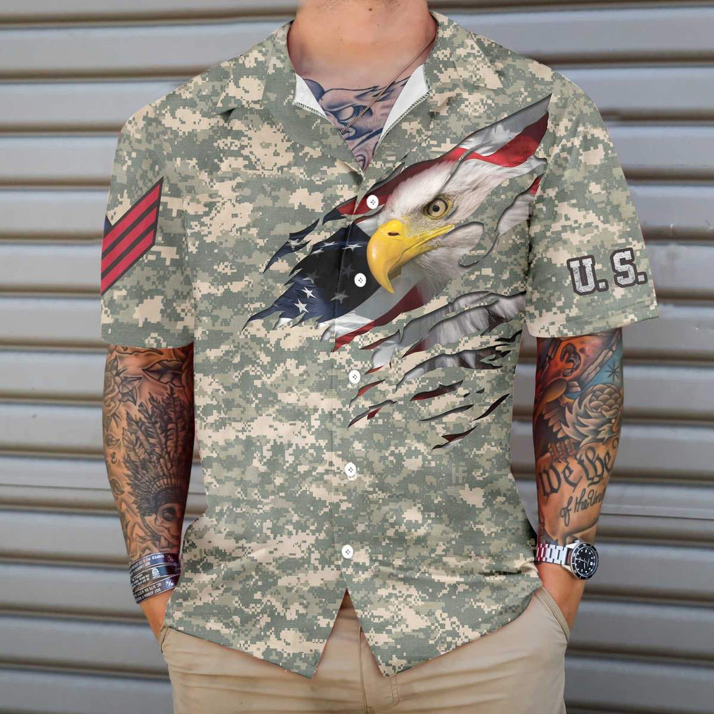 Veteran Proud US Army Camouflage Hawaiian Shirt