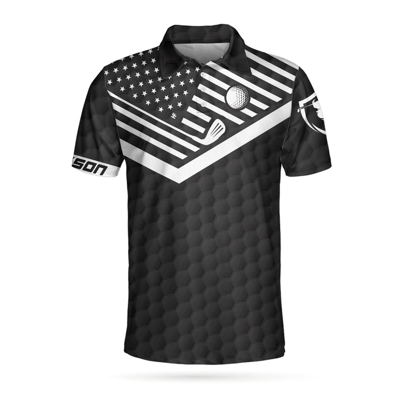 Funny Golfing Custom Polo Shirt, If It Hit Left Black American Flag Po ...