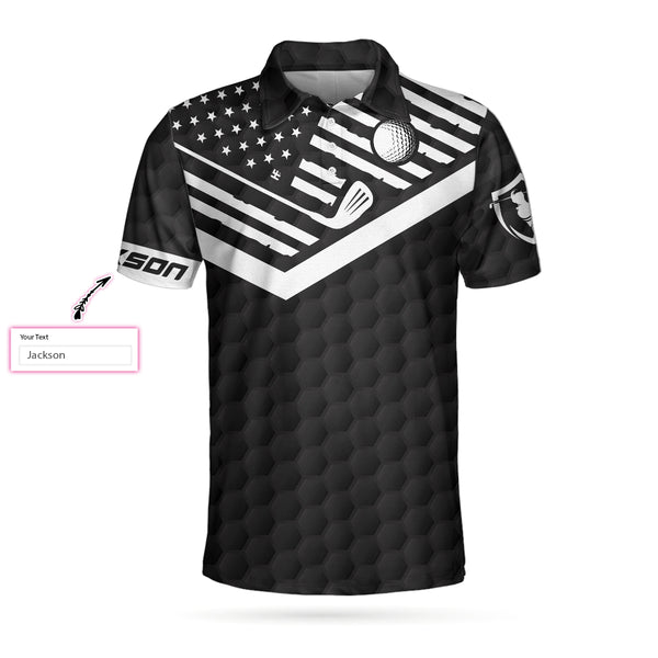 Golf Swing American Flag Golf Ball Texture Polo Shirt, Patriotic Golf ...
