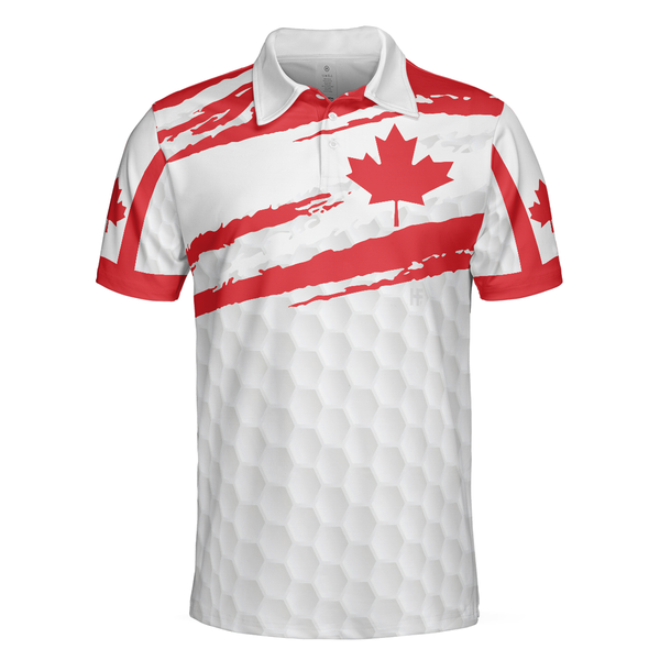 Flag Golf Texture Polo Shirt, Maple Leaves Polo Shirt, Best Gol - Hyperfavor