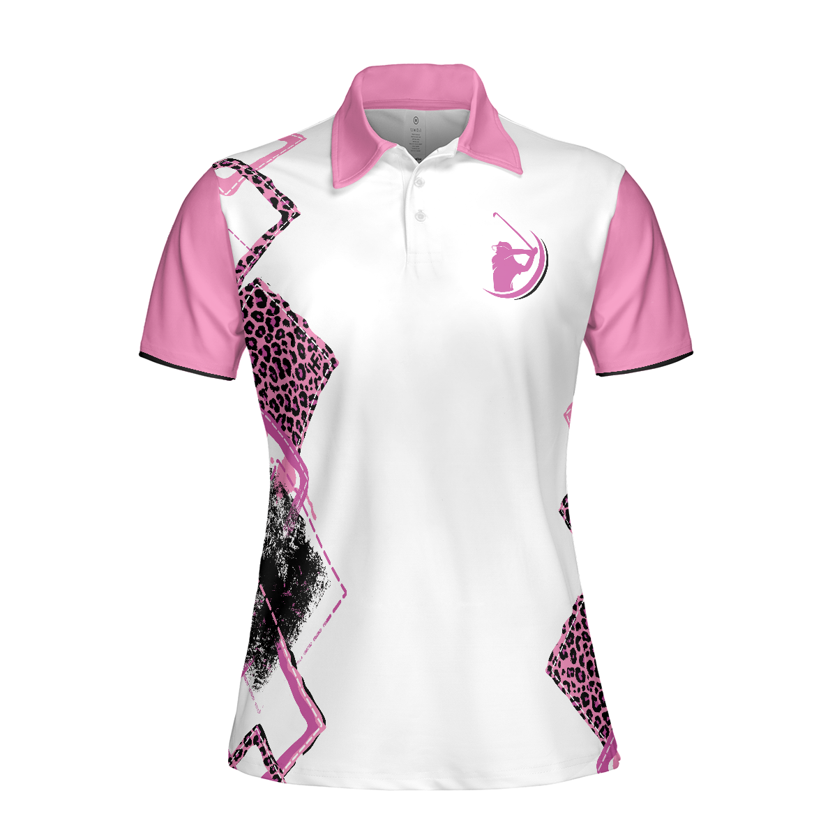 Grip It Rip It Sip It Short Sleeve Women Polo Shirt, Pink Leopard Patt ...