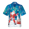 Hyperfavor Christmas Hawaiian Shirts For Men and Women, Santa Sing Music Hawaiian Shirt Button Down Shirt Short Sleeve - Hyperfavor