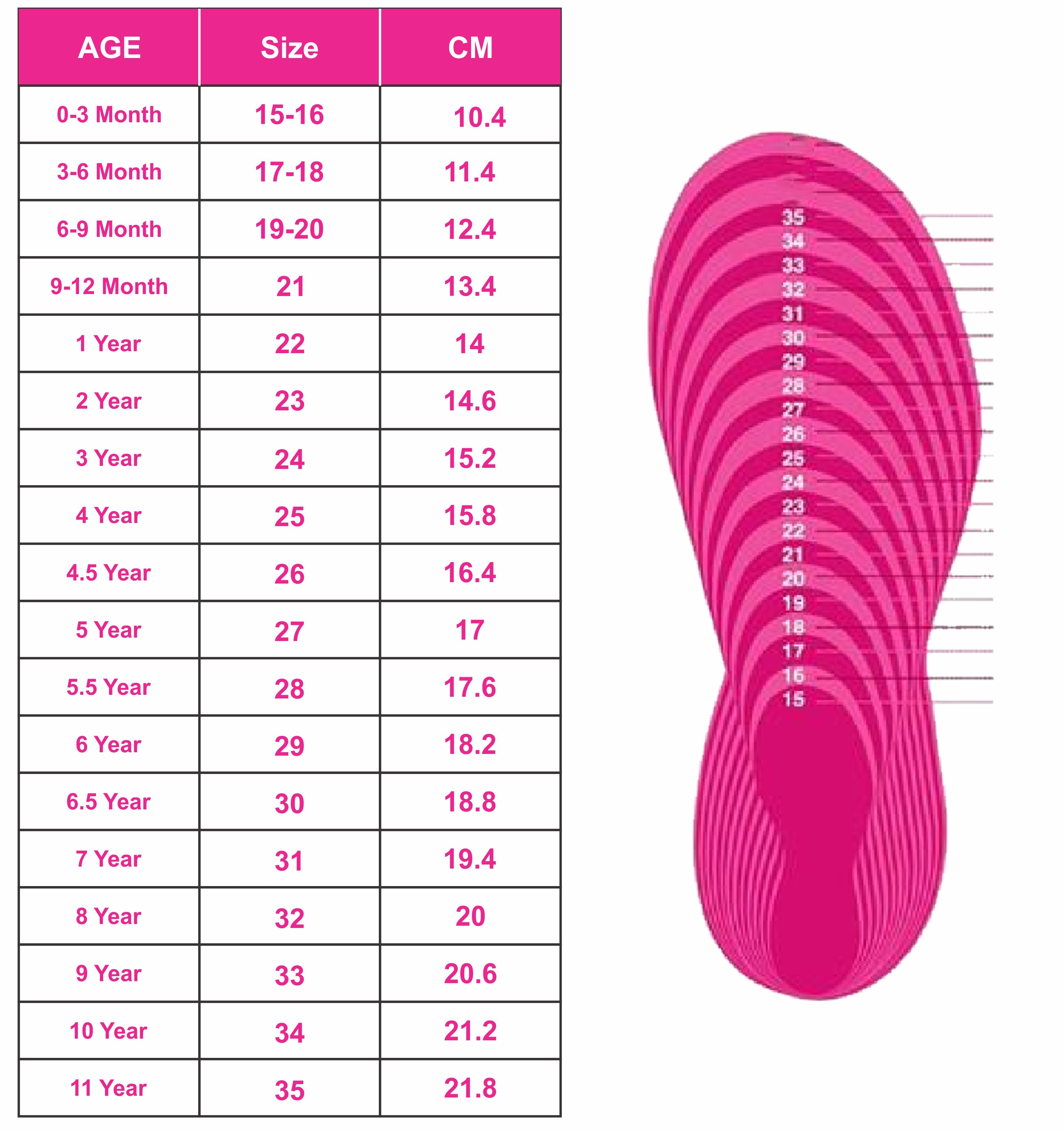 Kids Shoes Size Chart – Stylo