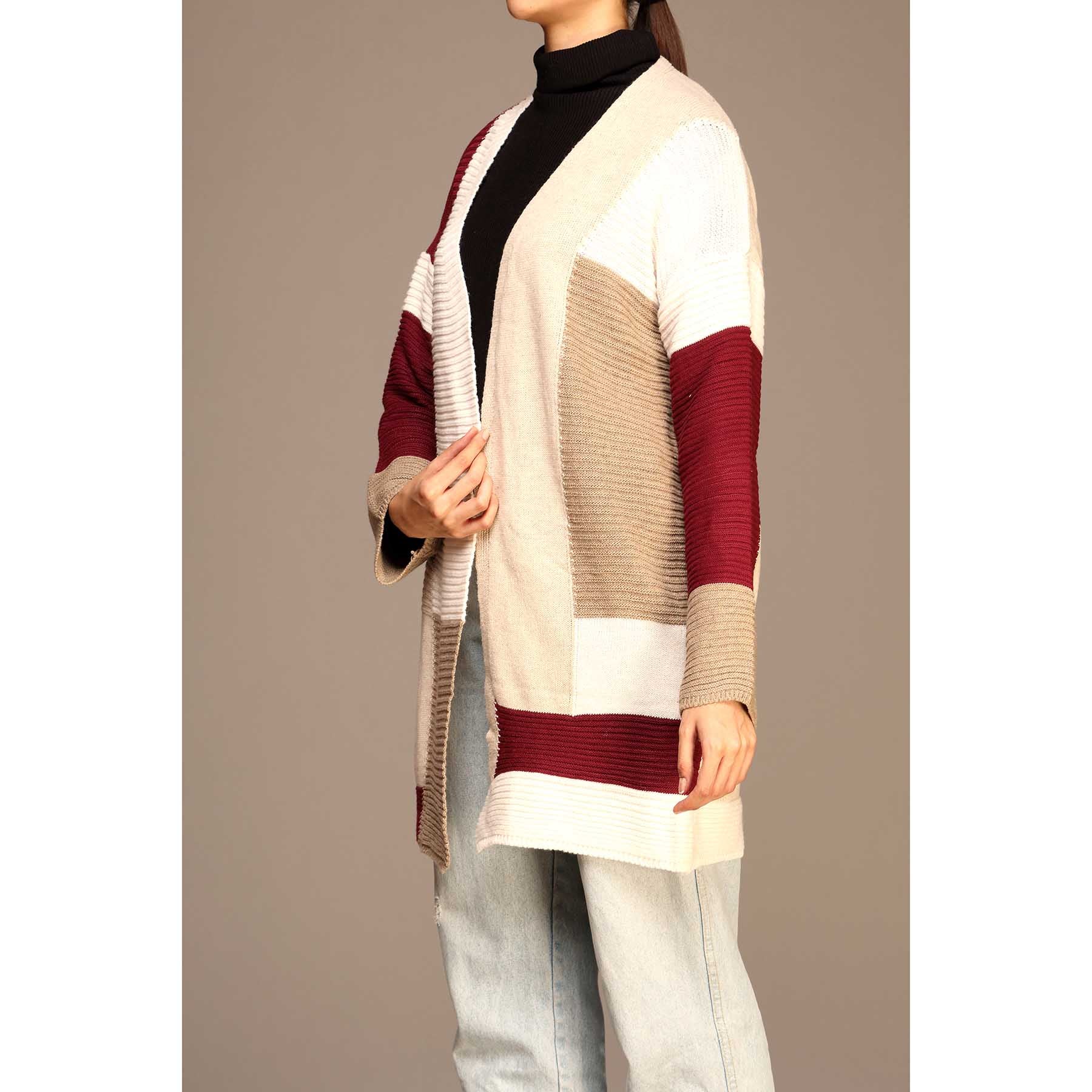 Maroon Color Long Cardigan PW1909