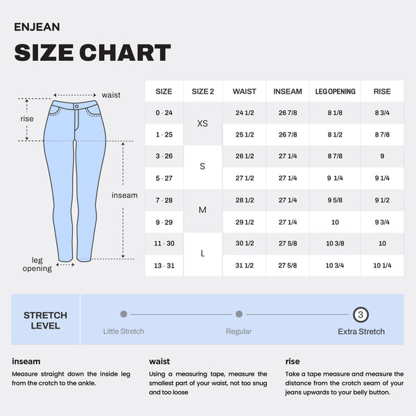 WEP3106 SKINNY JEANS SIZE CHART