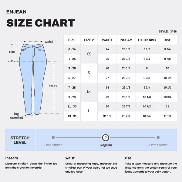 WEP3489 ANKLE JEANS SIZE CHART