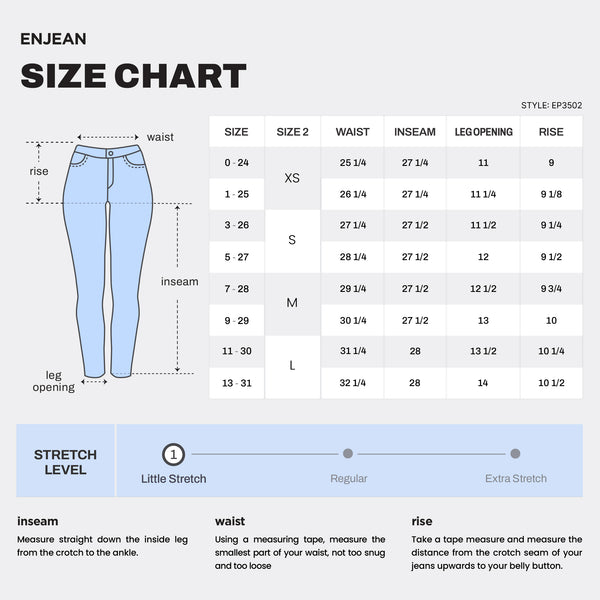 WEP3502 RELAXED SKINNY SIZE CHART