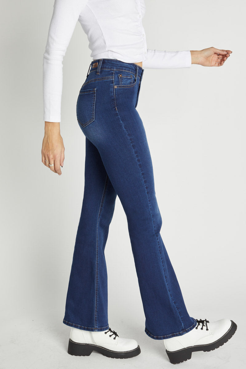 Women's High Rise Flare Jean in One Dark Night