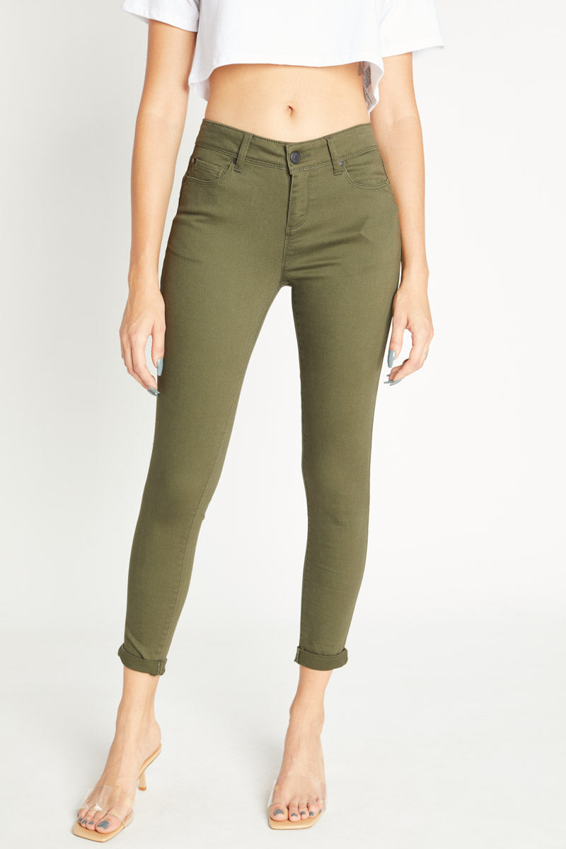 Kensie Jeans Mid-rise jeans, Mint green color, Real